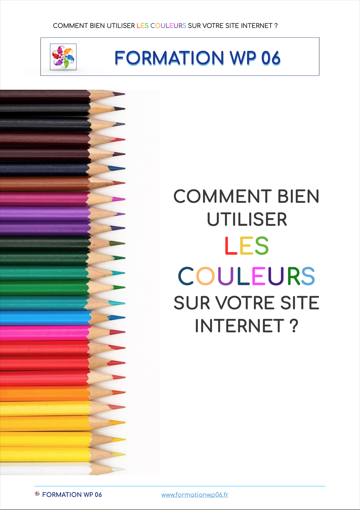 Couverture du guide "comment bien utiliser les couleurs sur votre site internet" 